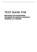 Brunner And Suddarths Textbook Of Medical Surgical Nursing 14th Edition: TEST BANK. Chapter 1-74. Questions & Answers with Feedback. 2100 pages/Rated A