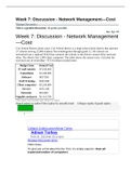 MIS 589 Week 7 Discussion - Network Management-Cost