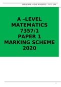 A-level MATHEMATICS 7357&sol;1 Paper 1 marking scheme 2020&sol;2021