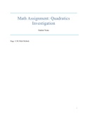 Math Assignment: Quadratics Investigation