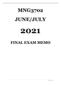 Exam (elaborations) MNG3702 - Strategic Implementation And Control IIIB June/July 2021 Exam Memo