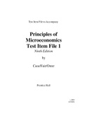 Principles of  Microeconomics  Test Item File 1 Ninth Edition by  Case/Fair/Oste