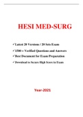 HESI Med-Surg Exam (20 Versions, 1500+ Q & A, Latest-2021) / Med-Surg HESI Exam / HESI Med Surg Exam / Med Surg HESI Exam  |Best Document for HESI Exam |