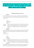 NUR2488 Mental Health Nursing Exam 3 (50 Verified Answers, Already graded A) (Latest 2020): Rasmussen College