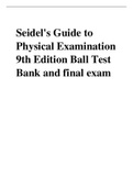  Guide to Physical Examination 9th Edition Ball Test Bank and final exam