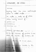 Structure Of Atom Handwritten Notes 