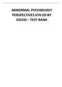 ABNORMAL PSYCHOLOGY  PERSPECTIVES 6TH ED 2021 – TEST BANK