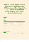 Week 1 & 2 Exam Review&colon; BIOS251 &sol; BIOS 251 &lpar;Latest Update 2024 &sol; 2025&rpar; Anatomy & Physiology I with Lab &vert; Review Questions with Verified Answers &vert; 100&percnt; Correct &vert; Grade A - Chamberlain