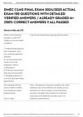 DMEC CLMS FINAL EXAM 2024&sol;2025 ACTUAL EXAM 100 QUESTIONS WITH DETAILED VERIFIED ANSWERS &sol; ALREADY GRADED A&plus; &lpar;100&percnt; CORRECT ANSWERS &excl;&excl; ALL PASSED