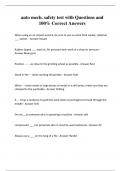 auto mech&period; safety test with Questions and 100&percnt; Correct Answers