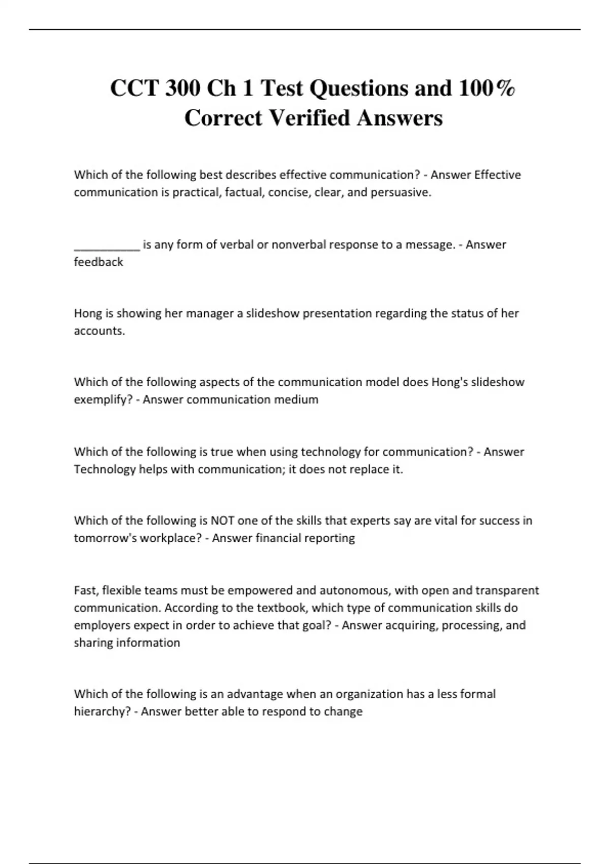 CCT 300 Ch 1 Test Questions and 100% Correct Verified Answers - CCT ...