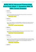 NURS 6521N Advanced Phamacology Final Exam Week 11 Questions With All 100% Correct Answers