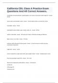 California CDL Class A Practice Exam Questions And All Correct Answers&period;