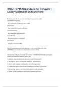 WGU - C715 Organizational Behavior - Essay Questions with answers