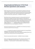 Organizational Behavior C715 Final Review Questions and answers
