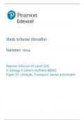 Mark Scheme &lpar;Results&rpar; Summer 2024 Pearson Edexcel AS Level GCE In Biology A Salters Nuffield &lpar;8BN0&rpar; Paper 01&colon; Lifestyle&comma; Transport&comma; Genes and Health