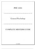 &lpar;SU&rpar; PSY 1001 General Psychology - Complete Midterm Guide 20242025