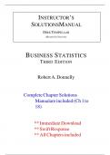Test Bank For Business Statistics 3rd Edition By Robert A&period; Donnelly &lpar;All Chapters&comma; 100&percnt; original verified&comma; A&plus; Grade&rpar;