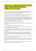 Texas All-Lines Adjuster course Final Exam