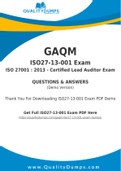GAQM ISO27-13-001 Dumps - Prepare Yourself For ISO27-13-001 Exam