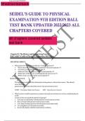 SEIDEL'S GUIDE TO PHYSICAL EXAMINATION 9TH EDITION BALL TEST BANK UPDATED &colon;COMPLETE SOLUTION