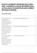 EVOLVE MATERNITY NEWBORN EXAM 2024-2025 &sol; MATERNITY EVOLVE NEWBORN EXAM ACTUAL EXAM 175 QUESTIONS AND CORRECT DETAILED ANSWERS