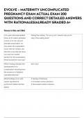 EVOLVE - MATERNITY UNCOMPLICATED PREGNANCY EXAM ACTUAL EXAM 200 QUESTIONS AND CORRECT DETAILED ANSWERS WITH RATIONALES&vert;ALREADY GRADED A&plus;