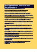 USA Football Exam Questions With Correct Answers 1 in &lowbar; children have experienced sexual abuse - ANSWER-10  &period;a concussion is only serious if the athlete blacks out - ANSWER-False  &period;Access to an AED has been shown to - ANSWER-all of the above  &period;Access to a