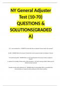 NY General Adjuster Test &lpar;10-70&rpar; QUESTIONS & SOLUTIONS&lpar;GRADED A&rpar;