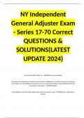 NY Independent General Adjuster Exam - Series 17-70 Correct QUESTIONS & SOLUTIONS&lpar;LATEST UPDATE 2024&rpar;