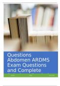 Abdomen ARDMS Exam Questions and Complete Solutions Graded A&plus;