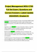 Project Management WGU C783 Full Set Exam &vert; Questions and Correct Answers &vert; Latest Update 2024&sol;2025 &vert; Graded A&plus;