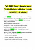 PMP C783 Exam &vert; Questions and Verified Solutions &vert; Latest Update 2024&sol;2025 &vert; Graded A&plus;
