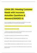  LOMA 281&colon; Meeting Customer Needs with Insurance Annuities Questions & Answers&lpar;GRADED A&rpar;