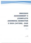 MNO2609 Assignment 5 &lpar;COMPLETE ANSWERS&rpar; Semester 2 2024 &lpar;347298&rpar; 