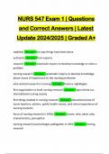 NURS 547 Exam 1 &vert; Questions and Correct Answers &vert; Latest Update 2024&sol;2025 &vert; Graded A&plus;