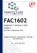 FAC1602 Assignment 1 &lpar;DETAILED ANSWERS&rpar; Semester 2 2024 - DISTINCTION GUARANTEED
