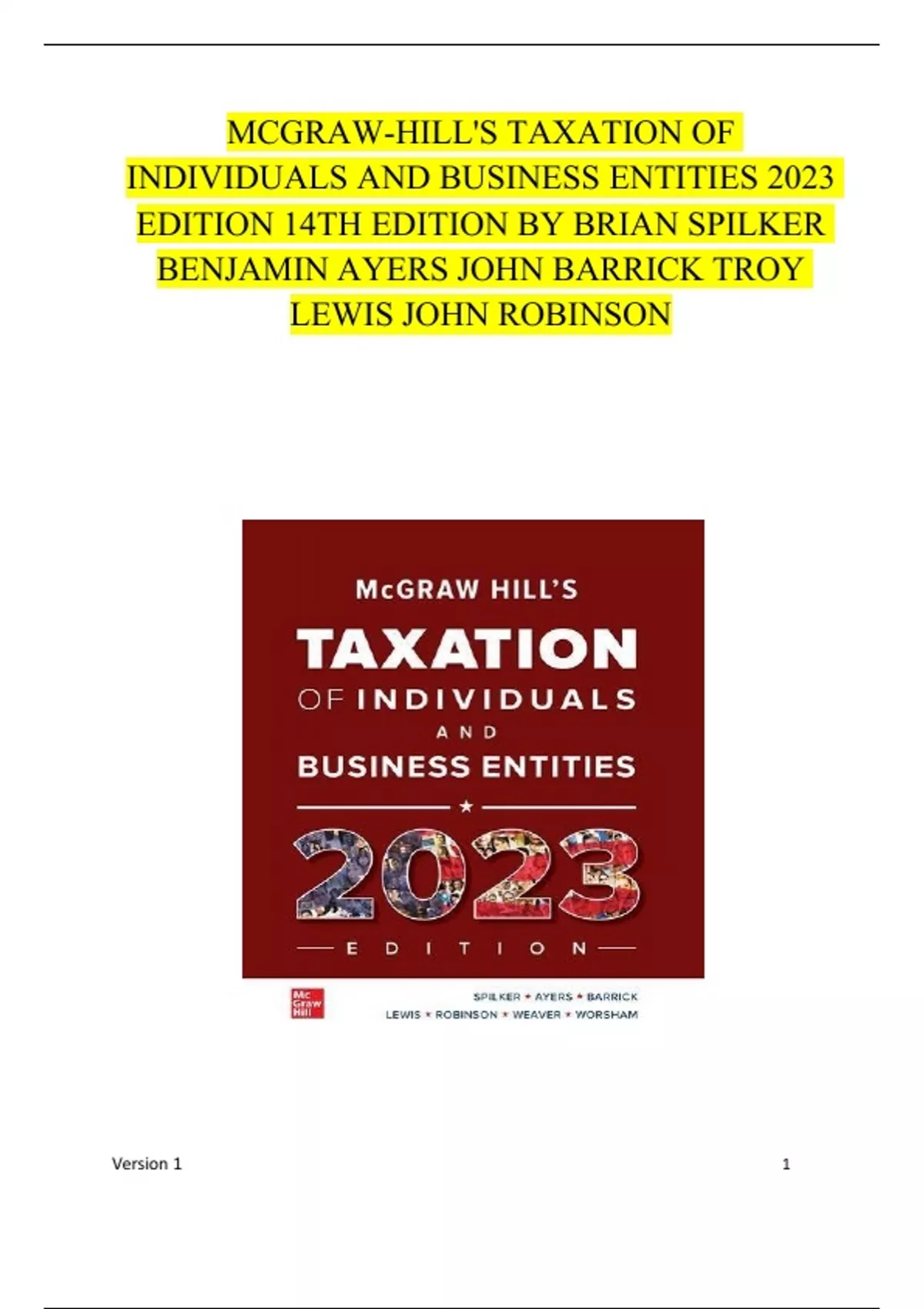 MCGRAW-HILL'S TAXATION OF INDIVIDUALS AND BUSINESS ENTITIES 2023 ...