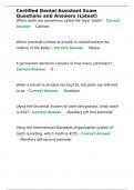 Certified Dental Assistant Exam Questions and Answers &lpar;Latest&rpar;