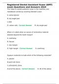 Registered Dental Assistant Exam &lpar;AMT&rpar; exam Questions and Answers 2024