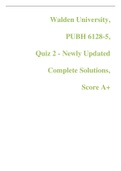 Walden University, PUBH 6128-5, Quiz 2 - Newly Updated Complete Solutions, Score A+
