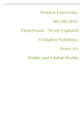 Walden University, HLTH 3115, Final Exam - Newly Updated Complete Solutions, Score A+