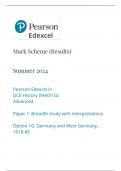 Mark Scheme &lpar;Results&rpar; Summer 2024 Pearson Edexcel in GCE History &lpar;9HI0&sol;1G&rpar; Advanced Paper 1&colon; Breadth study with interpretations Option 1G&colon; Germany and West Germany&comma; 1918-89