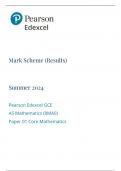 Mark Scheme &lpar;Results&rpar; Summer 2024 Pearson Edexcel GCE AS Mathematics &lpar;8MA0&rpar; Paper 01 Core Mathematics