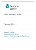Mark Scheme &lpar;Results&rpar; Summer 2024 Pearson Edexcel GCE Psychology &lpar;8PS0&rpar; Paper 1&colon; Social and Cognitive Psychology