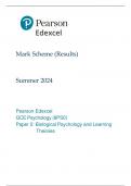 Mark Scheme &lpar;Results&rpar; Summer 2024 Pearson Edexcel GCE Psychology &lpar;8PS0&rpar; Paper 2&colon; Biological Psychology and Learning Theories