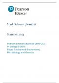 Mark Scheme &lpar;Results&rpar; Summer 2024 Pearson Edexcel Advanced Level GCE In Biology B &lpar;9BI0&rpar; Paper 1&colon; Advanced Biochemistry&comma; Microbiology and Genetics