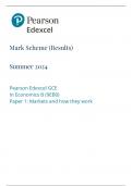 Mark Scheme &lpar;Results&rpar; Summer 2024 Pearson Edexcel GCE In Economics B &lpar;9EB0&rpar; Paper 1&colon; Markets and how they work