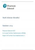 Mark Scheme &lpar;Results&rpar; Summer 2024 Pearson Edexcel GCE In A Level Further Mathematics &lpar;9FM0&rpar; Paper 03 Further Pure Mathematics 1