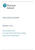 Mark Scheme &lpar;Results&rpar; Summer 2024 Pearson Edexcel GCE In A Level Further Mathematics &lpar;9FM0&rpar; Paper 4A Pure Mathematics